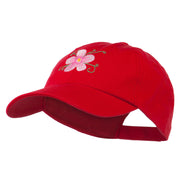 Single Flower Embroidered Low Profile Pet Spun Washed Cap