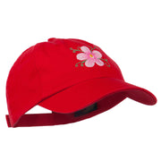 Single Flower Embroidered Low Profile Pet Spun Washed Cap