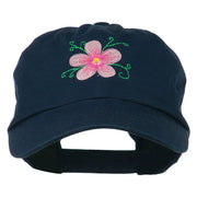 Single Flower Embroidered Low Profile Pet Spun Washed Cap