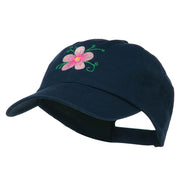 Single Flower Embroidered Low Profile Pet Spun Washed Cap