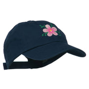 Single Flower Embroidered Low Profile Pet Spun Washed Cap