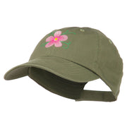 Single Flower Embroidered Low Profile Pet Spun Washed Cap