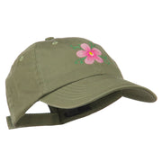 Single Flower Embroidered Low Profile Pet Spun Washed Cap