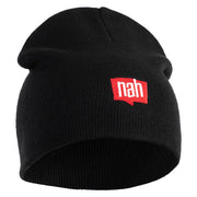 Nah Phrase Symbol Embroidered 8 inch Acrylic Short Blank Beanie - Black OSFM