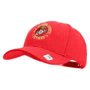 US Marine Corps Retired Emblem Embroidered 6 Panel Structured Cotton Twill Cap Made in USA - Red OSFM