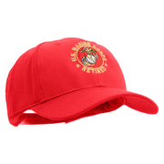 US Marine Corps Retired Emblem Embroidered 6 Panel Structured Cotton Twill Cap Made in USA - Red OSFM