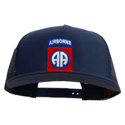 Licensed 82nd Airborne Military Embroidered 5 Panel Mesh Trucker Snapback Cap - Navy OSFM