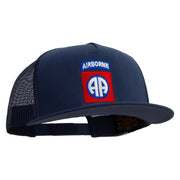 Licensed 82nd Airborne Military Embroidered 5 Panel Mesh Trucker Snapback Cap - Navy OSFM