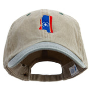 Mississippi Map Logo Embroidered Pigment Dyed Wash Cap - Khaki-Green OSFM