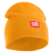 Nah Phrase Symbol Embroidered 8 inch Acrylic Short Blank Beanie - Gold OSFM