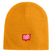 Nah Phrase Symbol Embroidered 8 inch Acrylic Short Blank Beanie - Gold OSFM