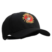 US Marine Corps Retired Emblem Embroidered 6 Panel Structured Cotton Twill Cap Made in USA - Black OSFM