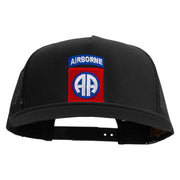 Licensed 82nd Airborne Military Embroidered 5 Panel Mesh Trucker Snapback Cap - Black OSFM