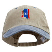 Mississippi Map Logo Embroidered Pigment Dyed Wash Cap - Khaki-Navy OSFM