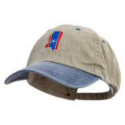 Mississippi Map Logo Embroidered Pigment Dyed Wash Cap - Khaki-Navy OSFM