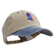 Mississippi Map Logo Embroidered Pigment Dyed Wash Cap - Khaki-Navy OSFM