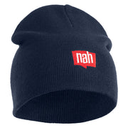 Nah Phrase Symbol Embroidered 8 inch Acrylic Short Blank Beanie - Navy OSFM