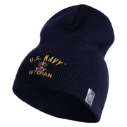 US Navy Veteran Military Embroidered Heavyweight Classic Knit Short Beanie - Navy OSFM