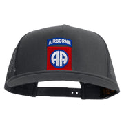 Licensed 82nd Airborne Military Embroidered 5 Panel Mesh Trucker Snapback Cap - Charcoal OSFM