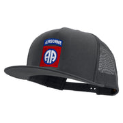 Licensed 82nd Airborne Military Embroidered 5 Panel Mesh Trucker Snapback Cap - Charcoal OSFM