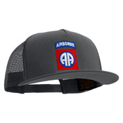 Licensed 82nd Airborne Military Embroidered 5 Panel Mesh Trucker Snapback Cap - Charcoal OSFM