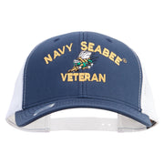 Licensed US Navy Seabee Veteran Embroidered Contrast Trucker Cap - Navy-White OSFM