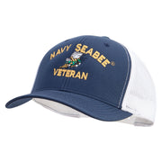 Licensed US Navy Seabee Veteran Embroidered Contrast Trucker Cap - Navy-White OSFM