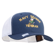 Licensed US Navy Seabee Veteran Embroidered Contrast Trucker Cap - Navy-White OSFM