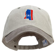 Mississippi Map Logo Embroidered Pigment Dyed Wash Cap - Beige-Brown OSFM