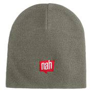 Nah Phrase Symbol Embroidered 8 inch Acrylic Short Blank Beanie - Grey OSFM
