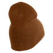 US Navy Veteran Military Embroidered Heavyweight Classic Knit Short Beanie - Caramel OSFM