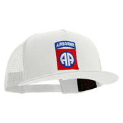 Licensed 82nd Airborne Military Embroidered 5 Panel Mesh Trucker Snapback Cap - White OSFM