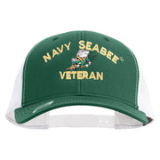 Licensed US Navy Seabee Veteran Embroidered Contrast Trucker Cap - Evergreen-White OSFM