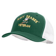 Licensed US Navy Seabee Veteran Embroidered Contrast Trucker Cap - Evergreen-White OSFM