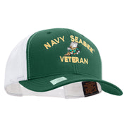 Licensed US Navy Seabee Veteran Embroidered Contrast Trucker Cap - Evergreen-White OSFM