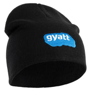 Gyatt Phrase Symbol Embroidered 8 Inch Knitted Short Beanie - Black OSFM