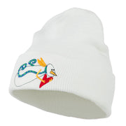 Flying Snowman Heart Embroidered Beanie