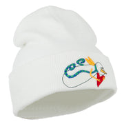 Flying Snowman Heart Embroidered Beanie