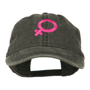 Female Symbol Embroidered Washed Cap