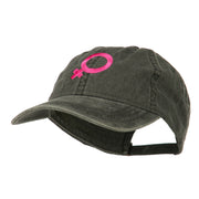 Female Symbol Embroidered Washed Cap