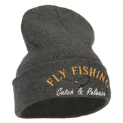 Fly Fishing Catch and Release Embroidered Long Beanie