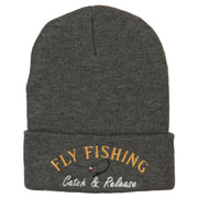 Fly Fishing Catch and Release Embroidered Long Beanie