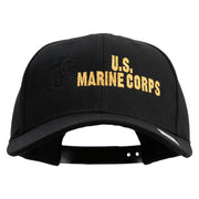 US Marine Corps Design Embroidered 6 Panel Structured Cotton Twill Cap Made in USA - Black OSFM