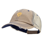 Artistic Afircan Logo Embroidered Low Profile Special Cotton Mesh Cap - Khaki OSFM