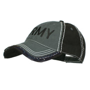 Army Embroidered Cotton Frayed Bill Cap