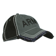 Army Embroidered Cotton Frayed Bill Cap