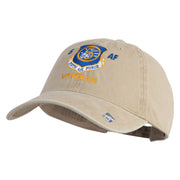 5 AF Fifth Air Force Veteran Embroidered Washed Solid Pigment Dyed Cotton Twill Brass Buckle Cap - Khaki OSFM