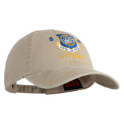 5 AF Fifth Air Force Veteran Embroidered Washed Solid Pigment Dyed Cotton Twill Brass Buckle Cap - Khaki OSFM