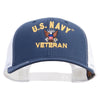 Licensed US Navy Veteran Embroidered Contrast Trucker Cap - Navy-White OSFM