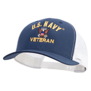 Licensed US Navy Veteran Embroidered Contrast Trucker Cap - Navy-White OSFM